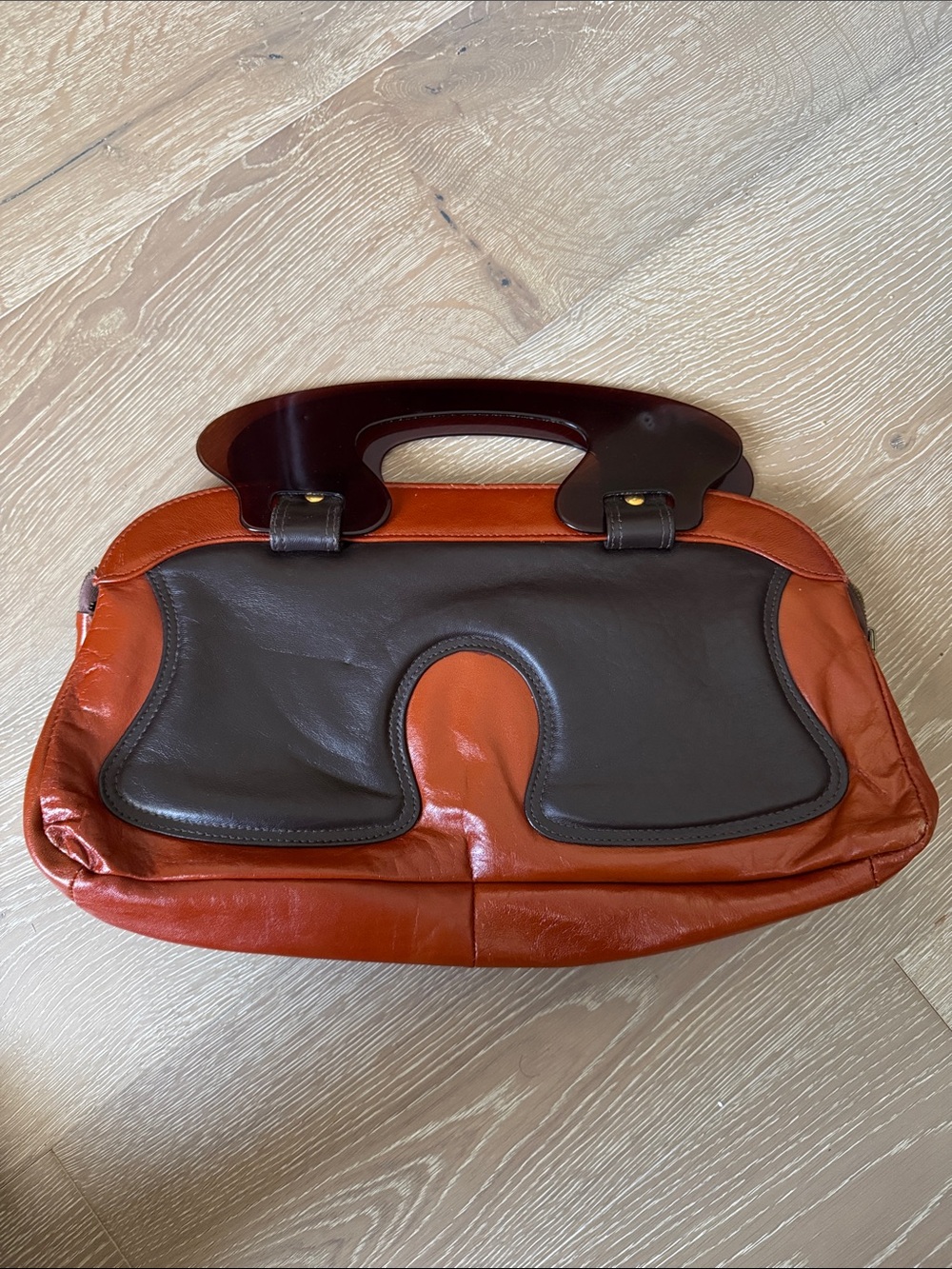 Leather Two-Tone Brown & Rust Handbag